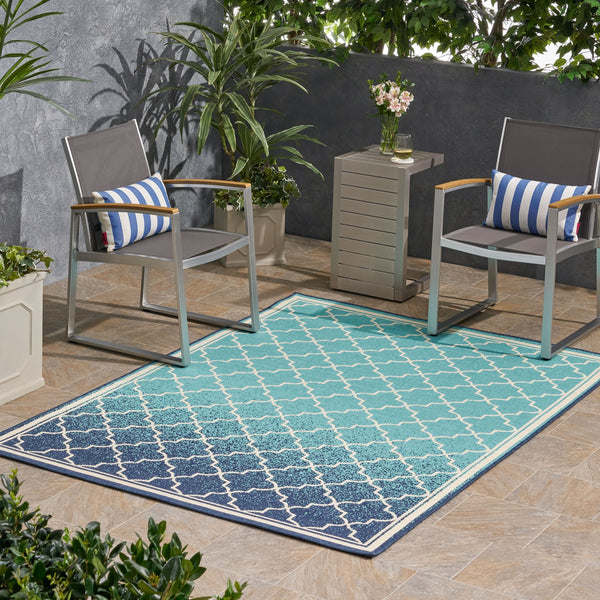 English Elm Christopher Knight Home® - MERIDIAN Blue Ombre Polypropylene Area Rug 5'3" x 7' Machine-Woven Low Pile Durable 100% Polypropylene Comfortable Accent 65864.00