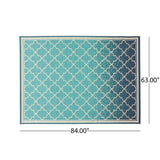 Christopher Knight Home® - Noble House - Laguna Outdoor 5'3" X 7' Ombre Area Rug, Blue and Ivory