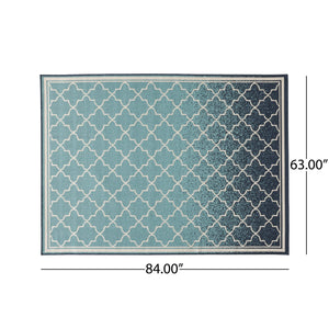 English Elm Christopher Knight Home® - MERIDIAN Blue Ombre Polypropylene Area Rug 5'3" x 7' Machine-Woven Low Pile Durable 100% Polypropylene Comfortable Accent 65864.00