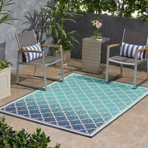 English Elm Christopher Knight Home® - MERIDIAN Blue Ombre Polypropylene Area Rug 5'3" x 7' Machine-Woven Low Pile Durable 100% Polypropylene Comfortable Accent 65864.00