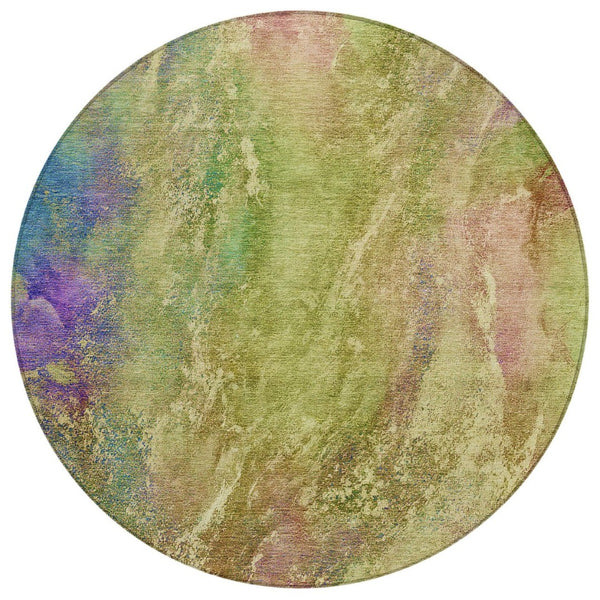HomeRoots 8' Vibrant Round Abstract Area Rug - Modern Geometric Design for Indoor & Outdoor Spaces, Washable! 658641