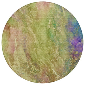 HomeRoots 8' Vibrant Round Abstract Area Rug - Modern Geometric Design for Indoor & Outdoor Spaces, Washable! 658641