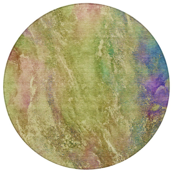 HomeRoots 8' Vibrant Round Abstract Area Rug - Modern Geometric Design for Indoor & Outdoor Spaces, Washable! 658641