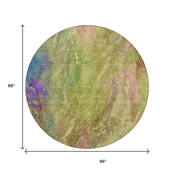 HomeRoots 8' Vibrant Round Abstract Area Rug - Modern Geometric Design for Indoor & Outdoor Spaces, Washable! 658641