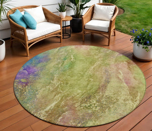 HomeRoots 8' Vibrant Round Abstract Area Rug - Modern Geometric Design for Indoor & Outdoor Spaces, Washable! 658641