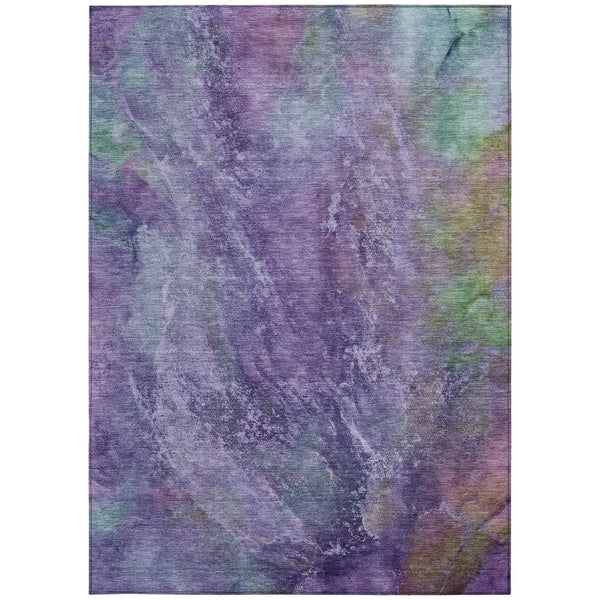 HomeRoots 10' X 14' Vibrant Purple and Green Abstract Washable Rug - Perfect for Indoor and Outdoor Spaces! 658650