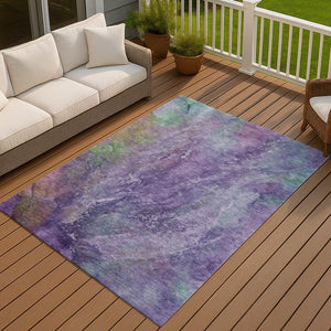 HomeRoots 10' X 14' Vibrant Purple and Green Abstract Washable Rug - Perfect for Indoor and Outdoor Spaces! 658650