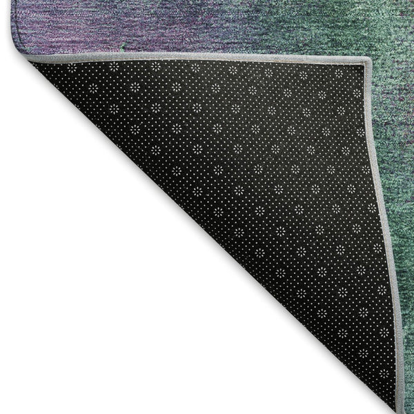 HomeRoots 8' Vibrant Teal Blue Green Purple Round Abstract Washable Area Rug for Indoor & Outdoor Use 658653