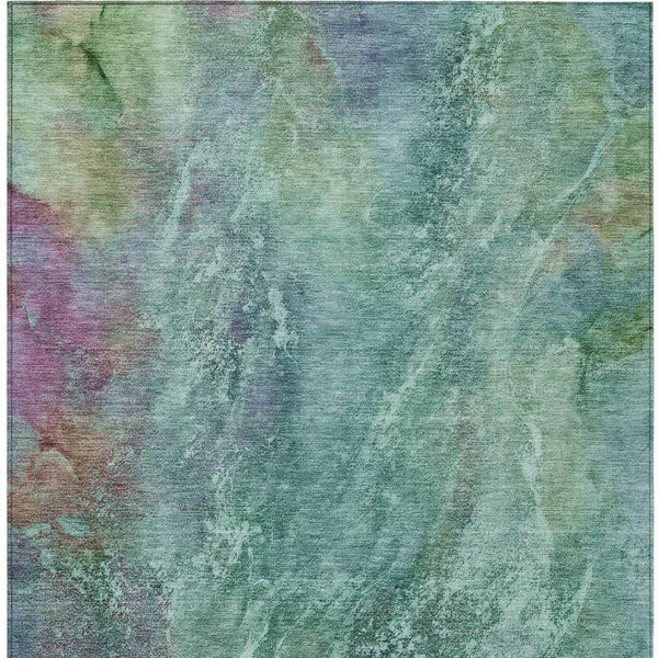 HomeRoots 8' X 10' Abstract Area Rug in Teal, Blue, Green & Purple - Durable, Washable for Indoor & Outdoor Use 658654