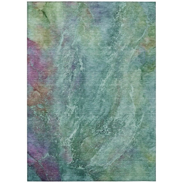 HomeRoots 8' X 10' Abstract Area Rug in Teal, Blue, Green & Purple - Durable, Washable for Indoor & Outdoor Use 658654