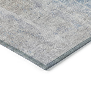 HomeRoots 8' Round Abstract Beige and Blue Washable Area Rug for Indoor and Outdoor Living Spaces, Durable & Stylish 658659