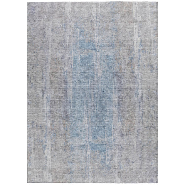 HomeRoots 8' X 10' Beige and Blue Abstract Washable Area Rug - Durable, Stylish, Pet-Friendly for Indoors & Outdoors 658660
