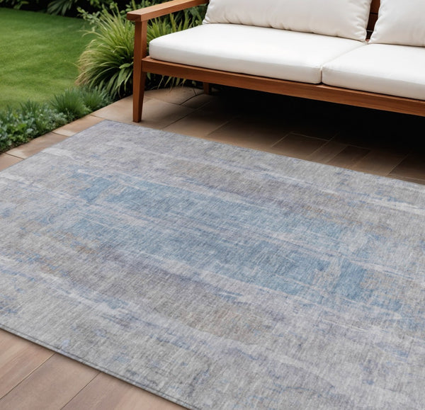 HomeRoots 8' X 10' Beige and Blue Abstract Washable Area Rug - Durable, Stylish, Pet-Friendly for Indoors & Outdoors 658660