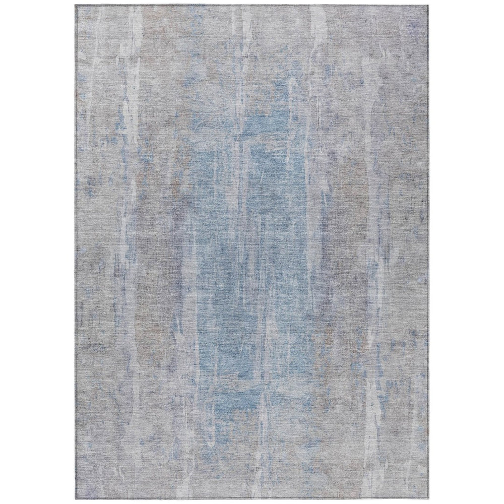 HomeRoots 8' X 10' Beige and Blue Abstract Washable Area Rug - Durable, Stylish, Pet-Friendly for Indoors & Outdoors 658660
