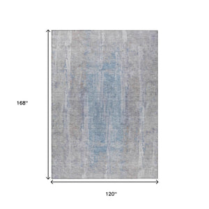 HomeRoots 10' Beige and Blue Abstract Area Rug - Washable, Durable, Indoor/Outdoor, Perfect for High-Traffic Spaces 658662