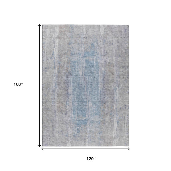 HomeRoots 10' Beige and Blue Abstract Area Rug - Washable, Durable, Indoor/Outdoor, Perfect for High-Traffic Spaces 658662