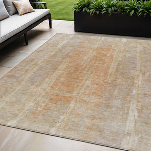 HomeRoots 5' X 8' Khaki & Beige Abstract Area Rug - Washable, Durable, Indoor/Outdoor Essential for Any Space 658664