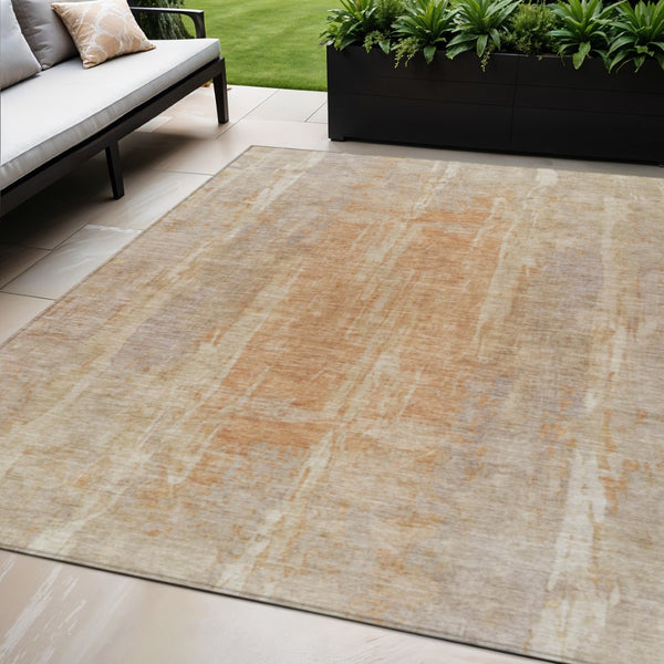 HomeRoots 5' X 8' Khaki & Beige Abstract Area Rug - Washable, Durable, Indoor/Outdoor Essential for Any Space 658664