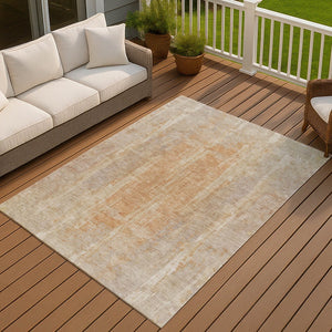 HomeRoots 5' X 8' Khaki & Beige Abstract Area Rug - Washable, Durable, Indoor/Outdoor Essential for Any Space 658664