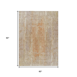 HomeRoots 5' X 8' Khaki & Beige Abstract Area Rug - Washable, Durable, Indoor/Outdoor Essential for Any Space 658664