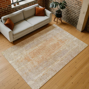 HomeRoots 5' X 8' Khaki & Beige Abstract Area Rug - Washable, Durable, Indoor/Outdoor Essential for Any Space 658664