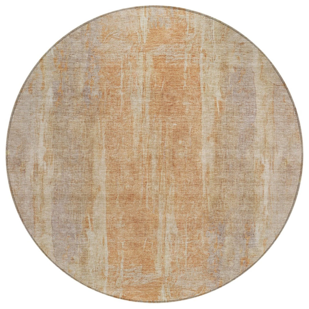 HomeRoots 8' Khaki and Beige Round Abstract Area Rug - Durable, Washable, Stylish for Indoor and Outdoor Spaces 658665