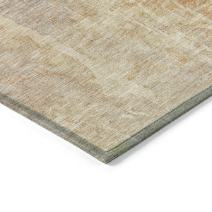 HomeRoots 8' Khaki and Beige Round Abstract Area Rug - Durable, Washable, Stylish for Indoor and Outdoor Spaces 658665