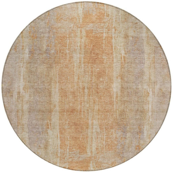 HomeRoots 8' Khaki and Beige Round Abstract Area Rug - Durable, Washable, Stylish for Indoor and Outdoor Spaces 658665