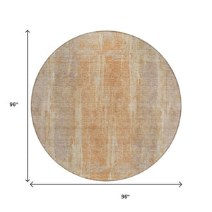 HomeRoots 8' Khaki and Beige Round Abstract Area Rug - Durable, Washable, Stylish for Indoor and Outdoor Spaces 658665