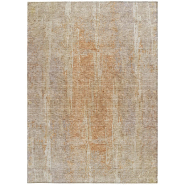 HomeRoots 9' X 12' Durable Khaki and Beige Abstract Washable Area Rug for Indoor and Outdoor Spaces 658667