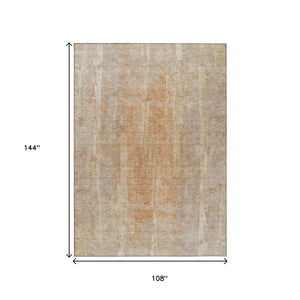 HomeRoots 9' X 12' Durable Khaki and Beige Abstract Washable Area Rug for Indoor and Outdoor Spaces 658667