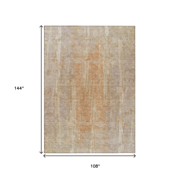 HomeRoots 9' X 12' Durable Khaki and Beige Abstract Washable Area Rug for Indoor and Outdoor Spaces 658667