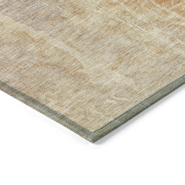 HomeRoots 9' X 12' Durable Khaki and Beige Abstract Washable Area Rug for Indoor and Outdoor Spaces 658667