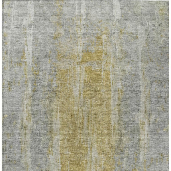 HomeRoots 10' X 14' Stylish Pewter and Gold Abstract Washable Area Rug for Indoor and Outdoor High Traffic Use 658674