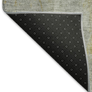 HomeRoots 10' X 14' Stylish Pewter and Gold Abstract Washable Area Rug for Indoor and Outdoor High Traffic Use 658674