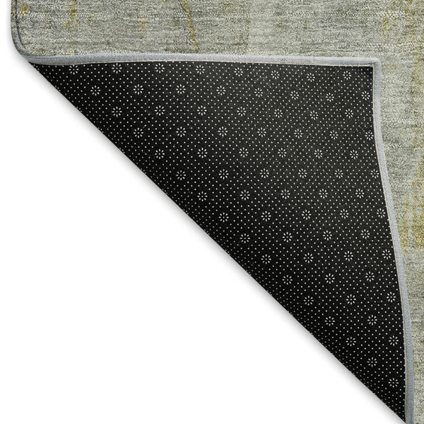 HomeRoots 10' X 14' Stylish Pewter and Gold Abstract Washable Area Rug for Indoor and Outdoor High Traffic Use 658674
