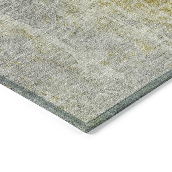 HomeRoots 10' X 14' Stylish Pewter and Gold Abstract Washable Area Rug for Indoor and Outdoor High Traffic Use 658674