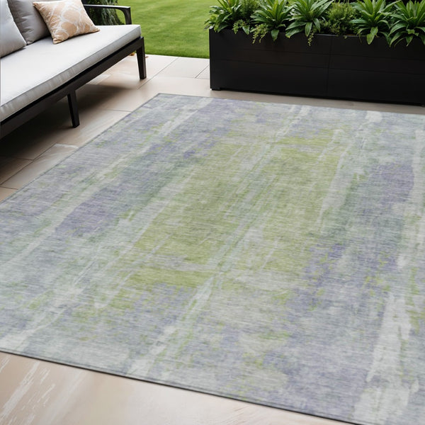 HomeRoots 5' X 8' Washable Plum and Green Abstract Area Rug for Indoor/Outdoor Use - Stylish, Durable, Easy-Care! 658676