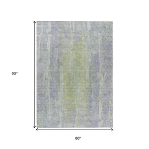HomeRoots 5' X 8' Washable Plum and Green Abstract Area Rug for Indoor/Outdoor Use - Stylish, Durable, Easy-Care! 658676