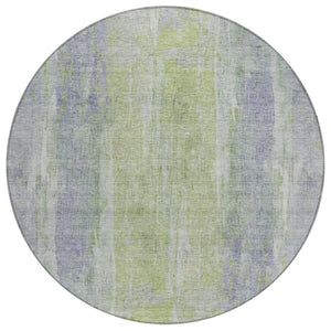 HomeRoots 8' Contemporary Plum and Green Round Abstract Washable Area Rug for Indoor Outdoor Spaces 658677