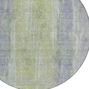 HomeRoots 8' Contemporary Plum and Green Round Abstract Washable Area Rug for Indoor Outdoor Spaces 658677