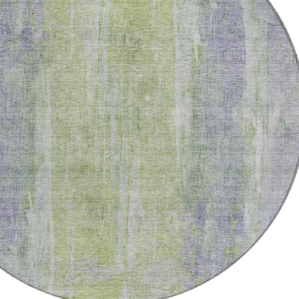 HomeRoots 8' Contemporary Plum and Green Round Abstract Washable Area Rug for Indoor Outdoor Spaces 658677