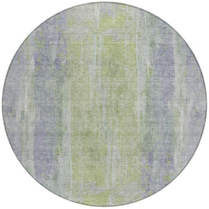HomeRoots 8' Contemporary Plum and Green Round Abstract Washable Area Rug for Indoor Outdoor Spaces 658677