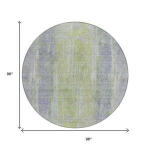 HomeRoots 8' Contemporary Plum and Green Round Abstract Washable Area Rug for Indoor Outdoor Spaces 658677