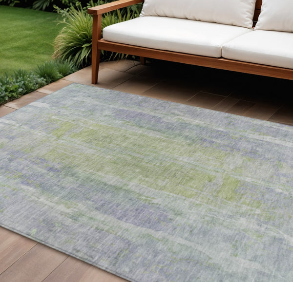 HomeRoots 8' X 10' Washable Plum & Green Abstract Area Rug - Modern, Durable Design for Indoor & Outdoor Use 658678
