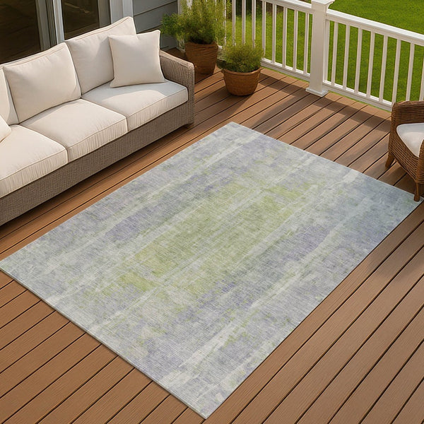 HomeRoots 8' X 10' Washable Plum & Green Abstract Area Rug - Modern, Durable Design for Indoor & Outdoor Use 658678