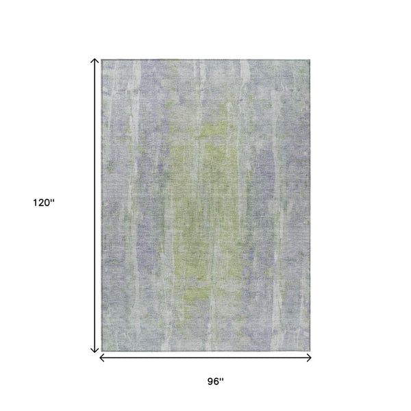 HomeRoots 8' X 10' Washable Plum & Green Abstract Area Rug - Modern, Durable Design for Indoor & Outdoor Use 658678