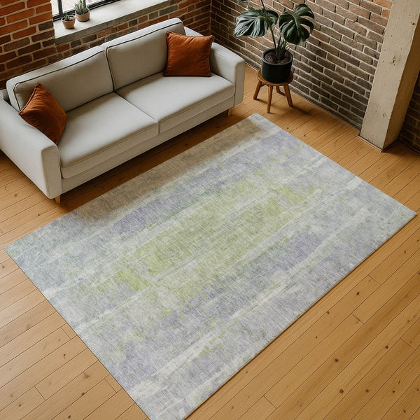 HomeRoots 8' X 10' Washable Plum & Green Abstract Area Rug - Modern, Durable Design for Indoor & Outdoor Use 658678