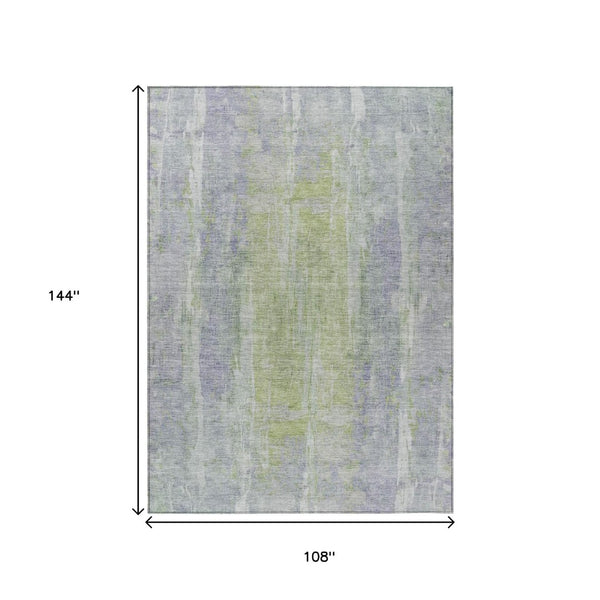 HomeRoots 9' X 12' Stylish Plum and Green Abstract Washable Area Rug – Durable, Versatile for Indoor & Outdoor Use 658679