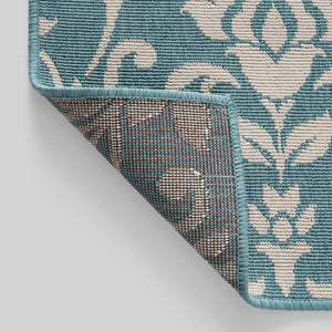 English Elm Christopher Knight Home® - MERIDIAN Machine-Woven Botanical Area Rug 5'3" x 7' Blue & Ivory Polypropylene Low Pile Durable Carpet 65868.00